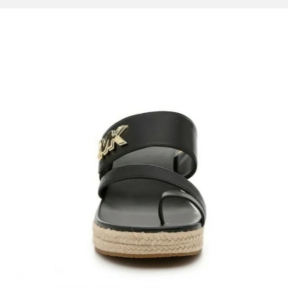 Michael Kors Sidney Espadrille Wedge Sandals Black Size US 7.5 M - Picture 2 of 12